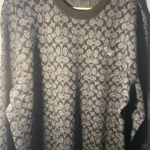 Coach Gray and Black Crewneck Sweater